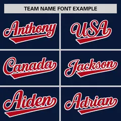 Navy Red-White Stripe Raglan Baseball Jersey 3