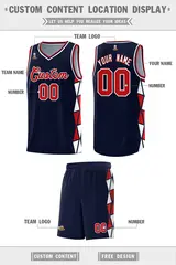 Navy Red-White Triangle Splicing Basketball Jersey 2