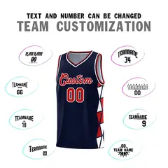 Navy Red-White Triangle Splicing Basketball Jersey 3