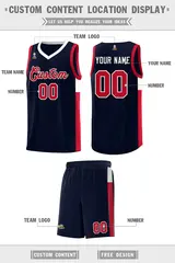 Navy Red White Two-Tone Side Classic Basketball Jersey 2