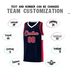 Navy Red White Two-Tone Side Classic Basketball Jersey 4
