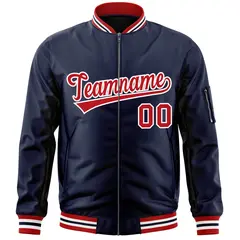 Navy Red-White Varsity Full-Zip Letterman Bomber Jacket 3