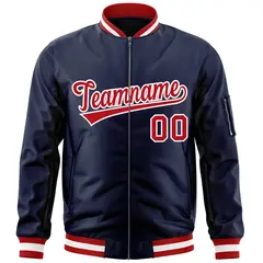 Navy Red-White Varsity Full-Zip Letterman Bomber Jacket 3