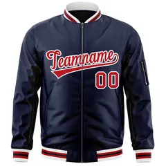 Navy Red-White Varsity Full-Zip Letterman Bomber Jacket 3