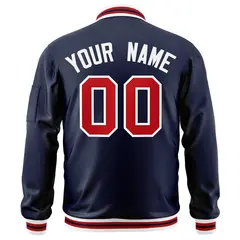 Navy Red-White Varsity Full-Zip Letterman Bomber Jacket 4