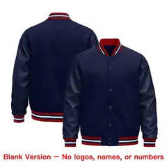 Navy Red White Varsity Jacket Leather Sleeves Wrinkle-Resistant 6