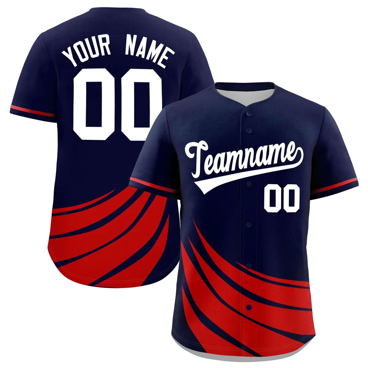Navy Red Wind Mark Graffiti Pattern Baseball Jersey