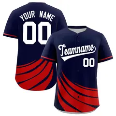 Navy Red Wind Mark Graffiti Pattern Baseball Jersey 1