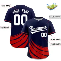 Navy Red Wind Mark Graffiti Pattern Baseball Jersey 2