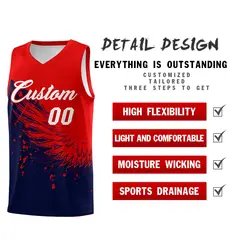 Navy Red Wing Pattern Basketball Jersey Sports Uniform 2