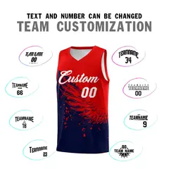 Navy Red Wing Pattern Basketball Jersey Sports Uniform 4
