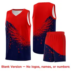 Navy Red Wing Pattern Basketball Jersey Sports Uniform 7