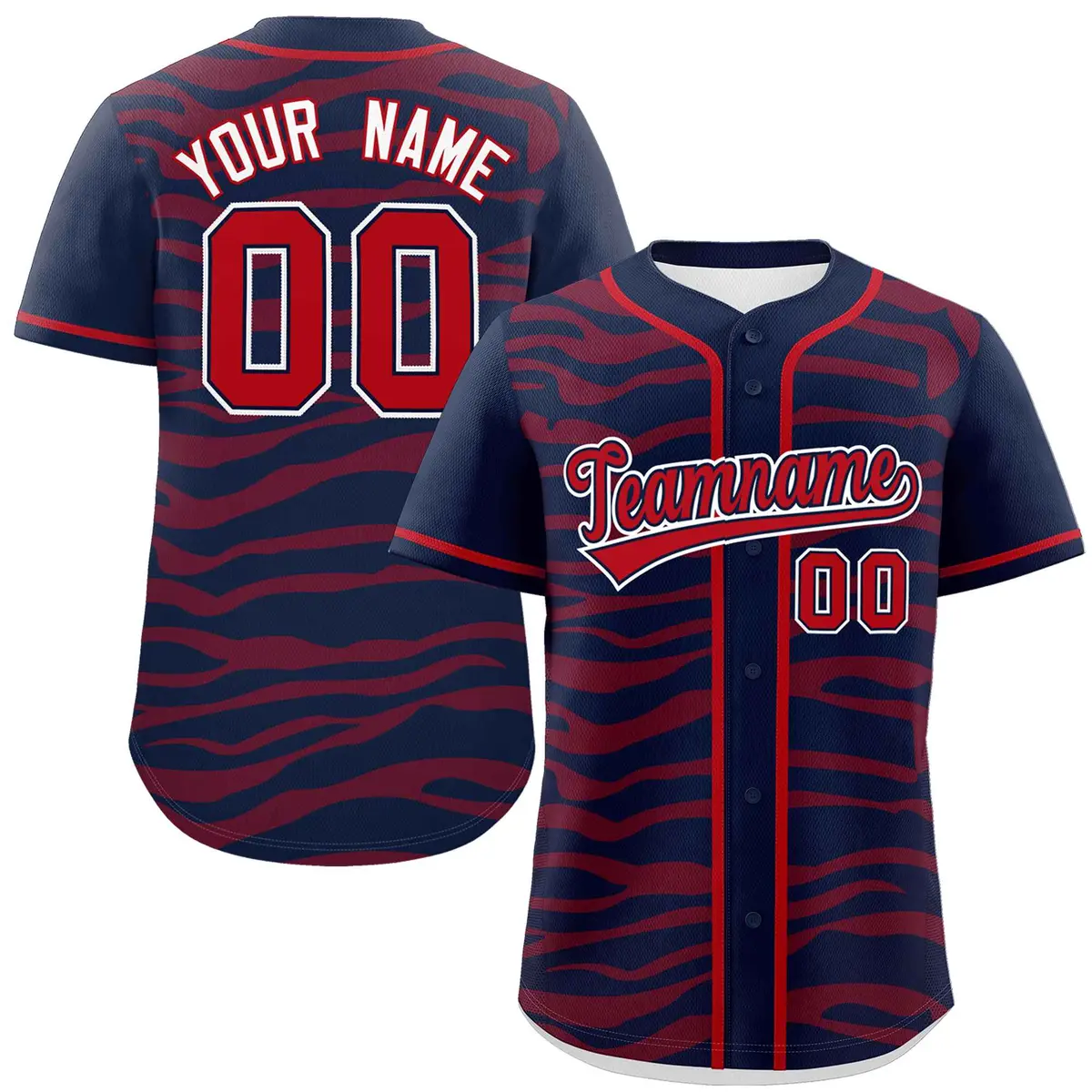 Navy Red Zebra Graffiti Authentic Baseball Jersey