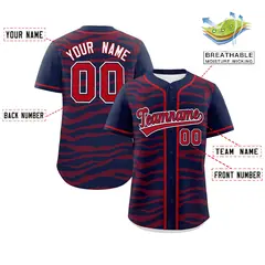 Navy Red Zebra Graffiti Authentic Baseball Jersey 2