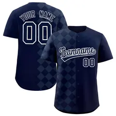 Navy Rhombus Design Authentic Baseball Jersey