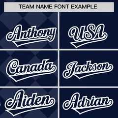 Navy Rhombus Design Authentic Baseball Jersey 3