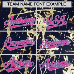 Navy Rose Red Metallic Gold Splatter Baseball Jersey 4