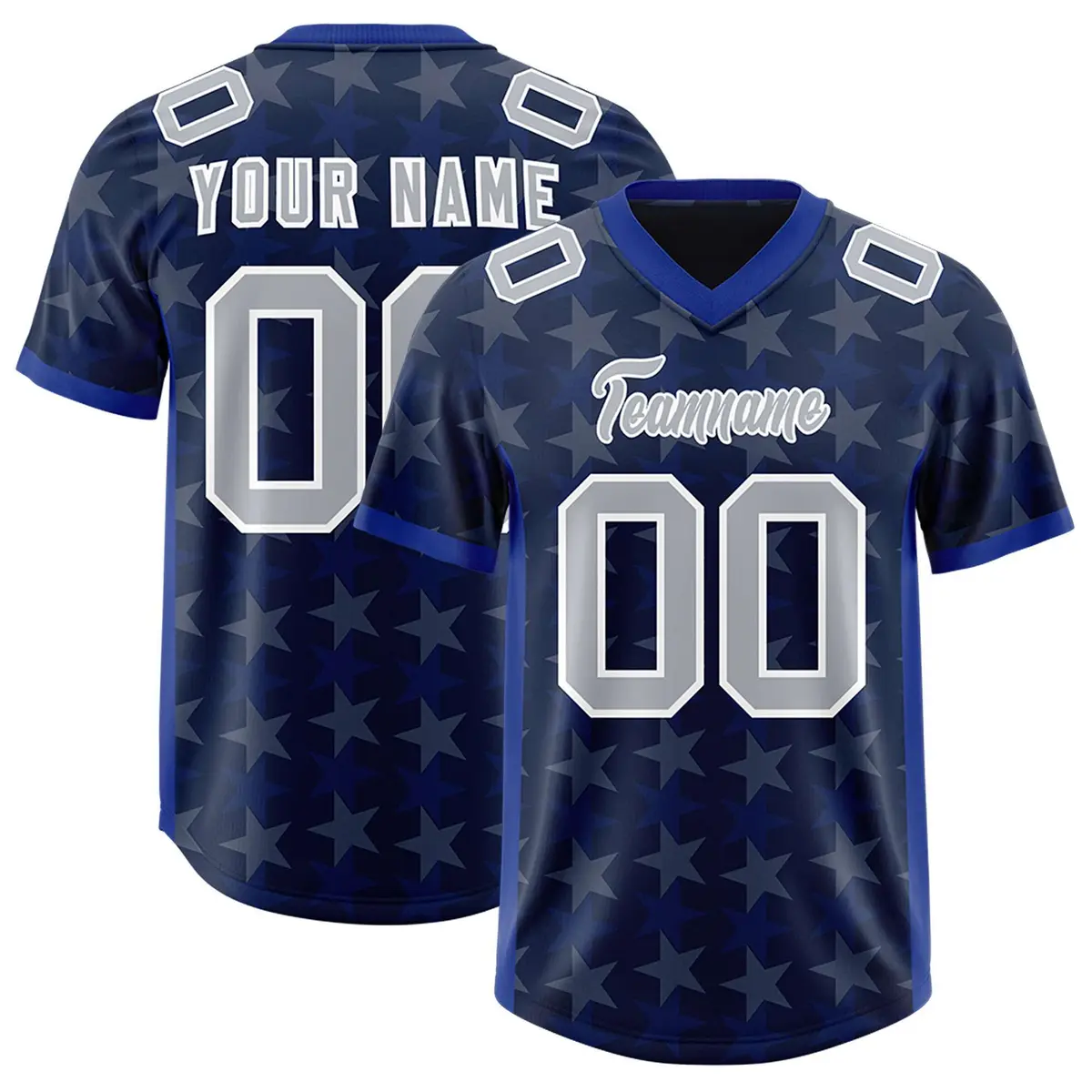 Navy Royal All Star Graffiti Pattern Football Jersey