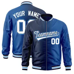 Navy Royal Gradient Letterman Bomber Jacket 1