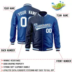 Navy Royal Gradient Letterman Bomber Jacket 2