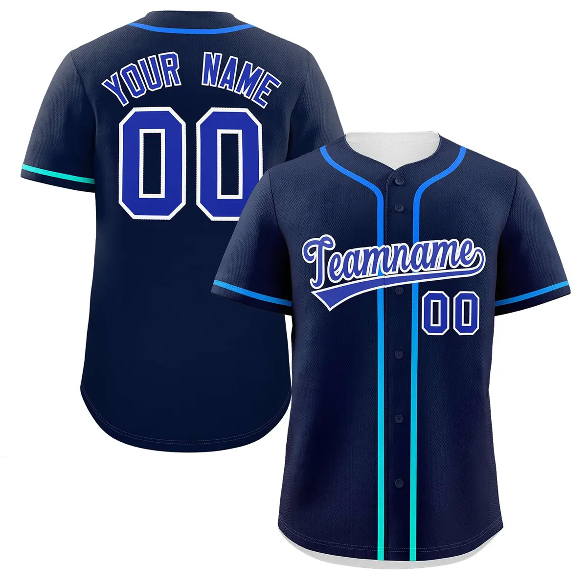 Navy Royal Gradient Ribbed Authentic Baseball Jersey