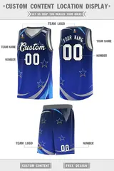 Navy Royal Gradient Star Graffiti Pattern Basketball Jersey 2