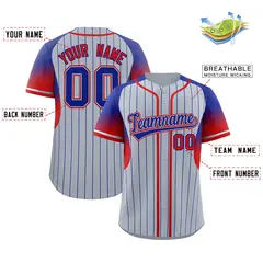 Navy Royal Gradient Stripe Fashion Sleeves Baseball Jersey 2