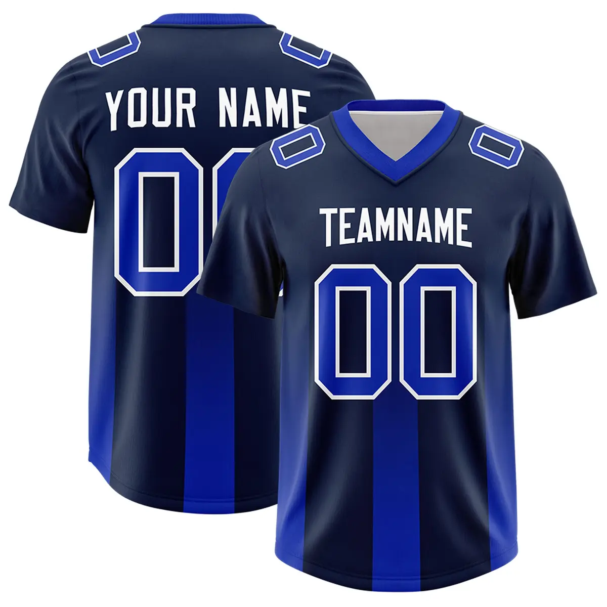 Navy Royal Gradient Vertical Stripe Fashion Football Jersey