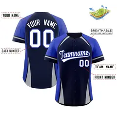 Navy Royal-Gray Color Block Authentic Baseball Jersey 2