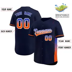Navy Royal-Orange Gradient Side Baseball Jersey 2