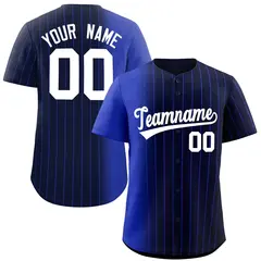 Navy Royal Pinstripe Gradient Baseball Jersey 1
