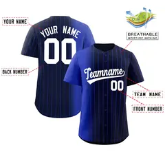 Navy Royal Pinstripe Gradient Baseball Jersey 2