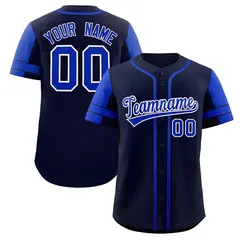 Navy Royal Raglan Sleeves Authentic Baseball Jersey