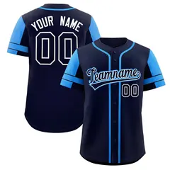 Navy Royal Raglan Sleeves Authentic Baseball Jersey 1