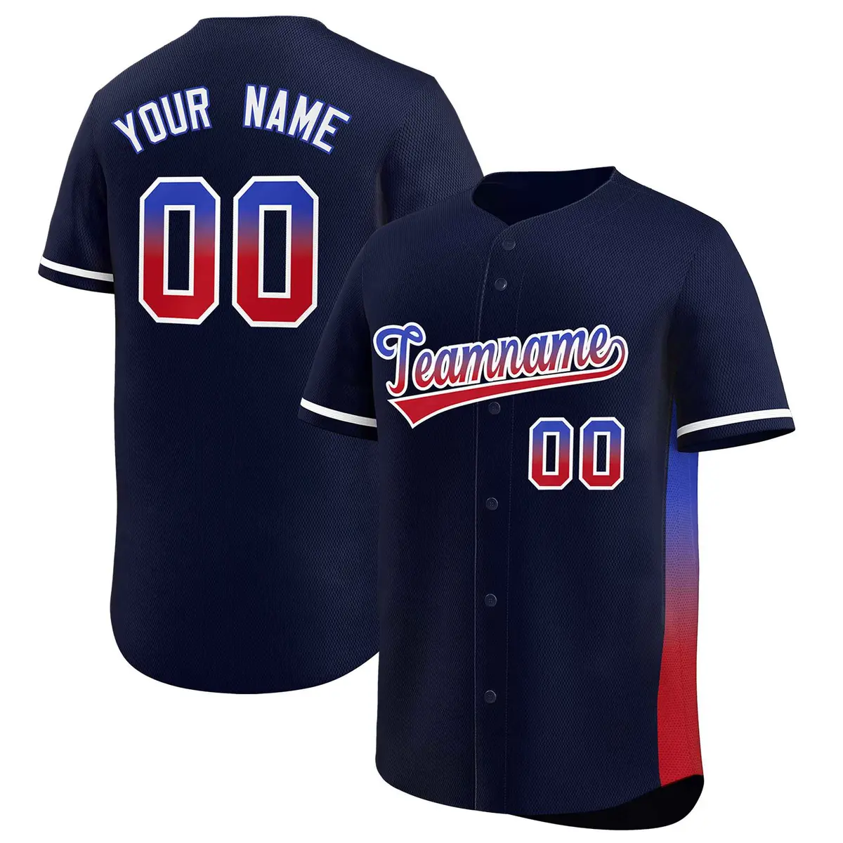 Navy Royal-Red Gradient Side Baseball Jersey