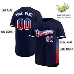 Navy Royal-Red Gradient Side Baseball Jersey 2