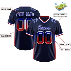 Navy Royal Red Sides Gradient Fashion Team Football Jersey 2