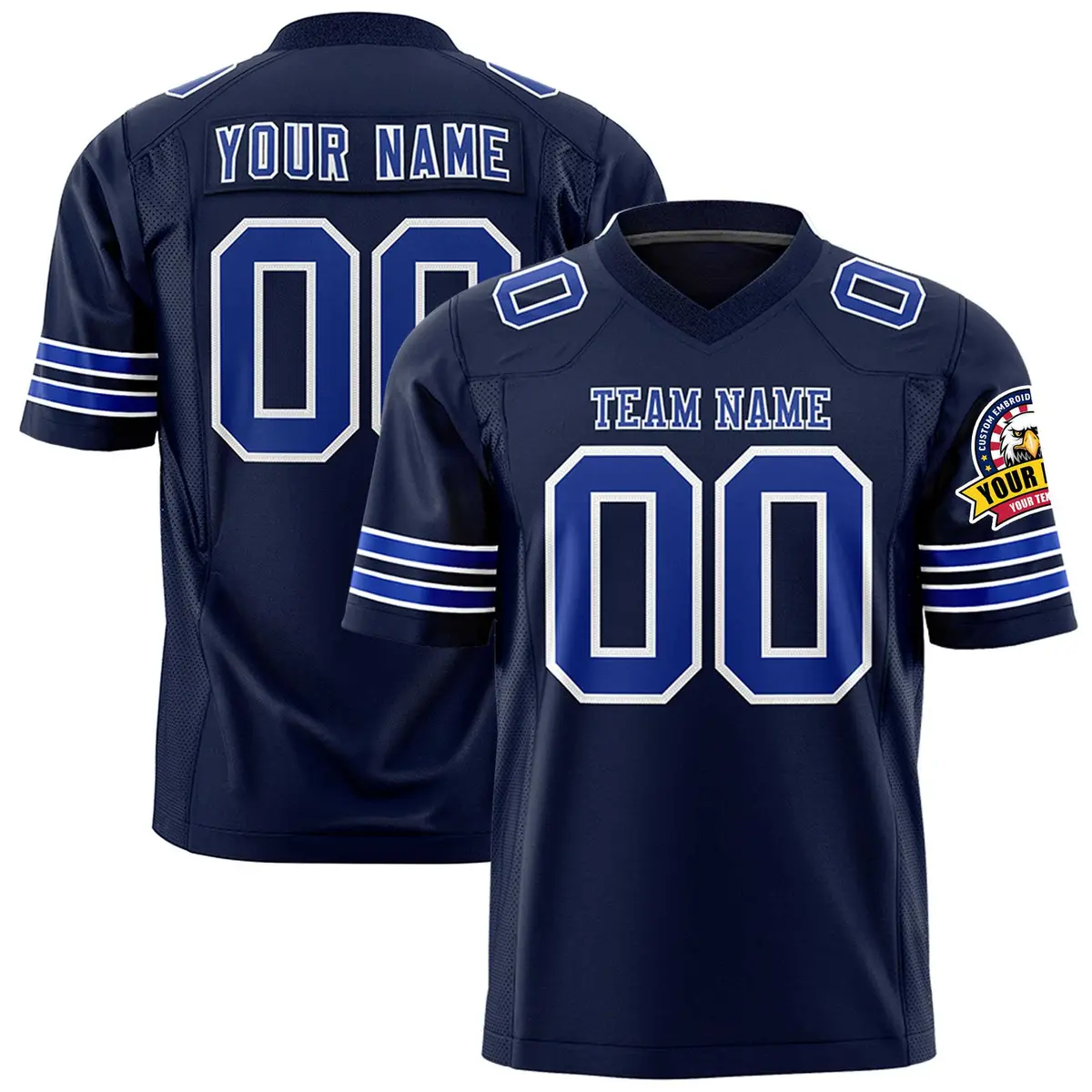 Navy Royal-White Classic Authentic Football Jersey