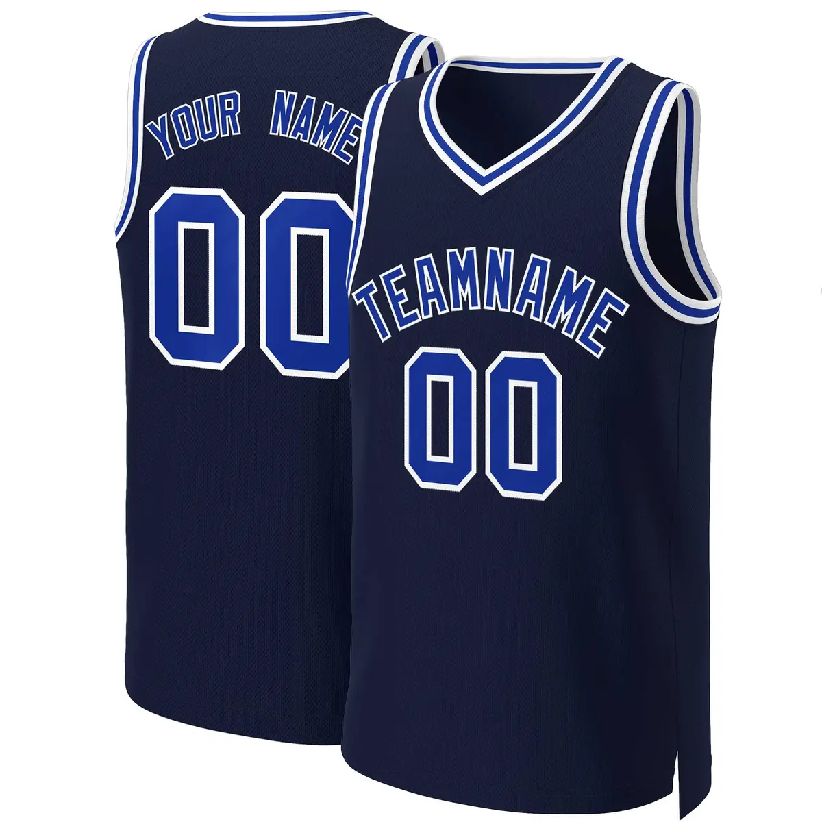 Navy Royal-White Classic Basketball Jersey