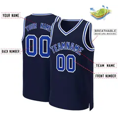 Navy Royal-White Classic Basketball Jersey 2