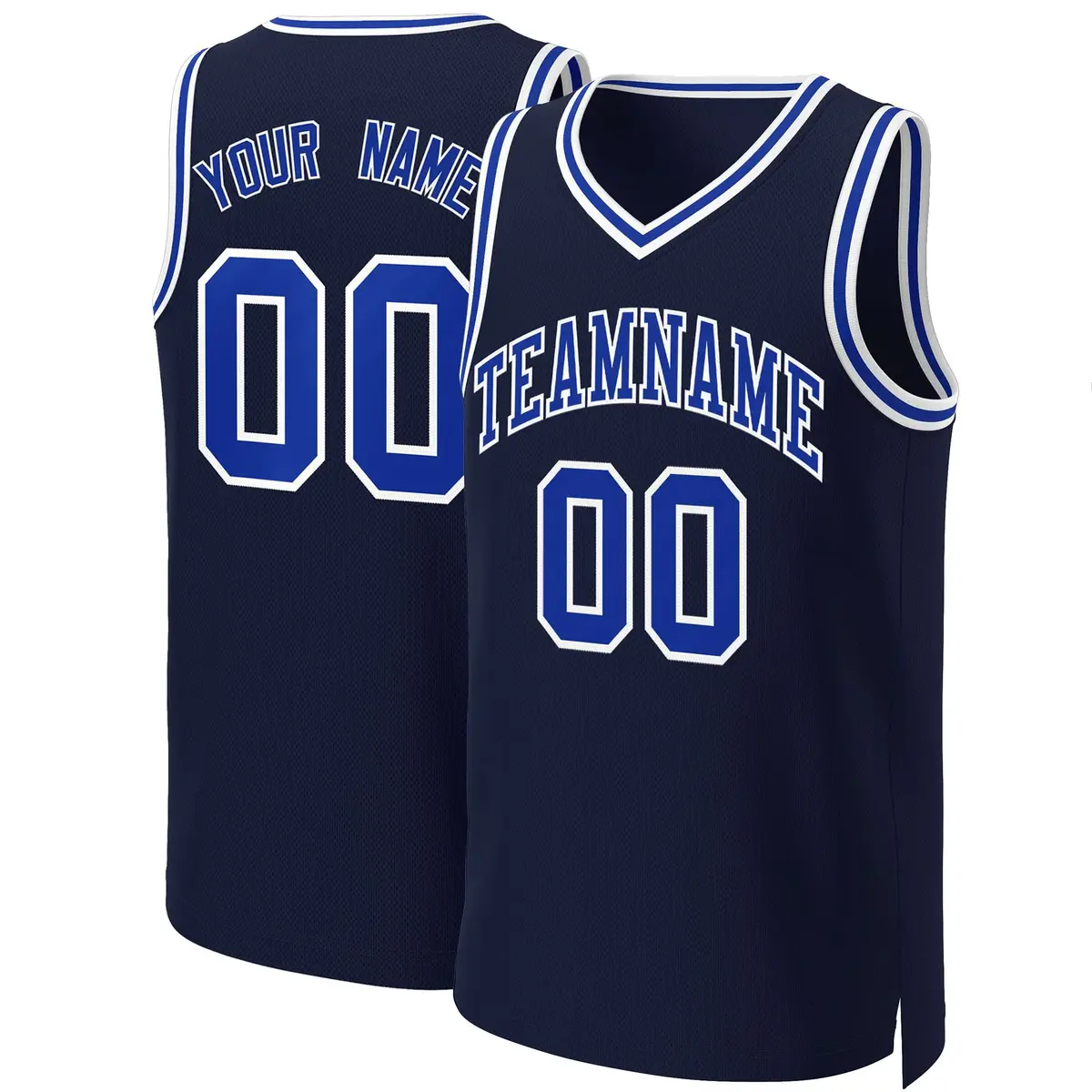 Navy Royal-White Classic Basketball Jersey