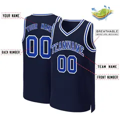 Navy Royal-White Classic Basketball Jersey 2