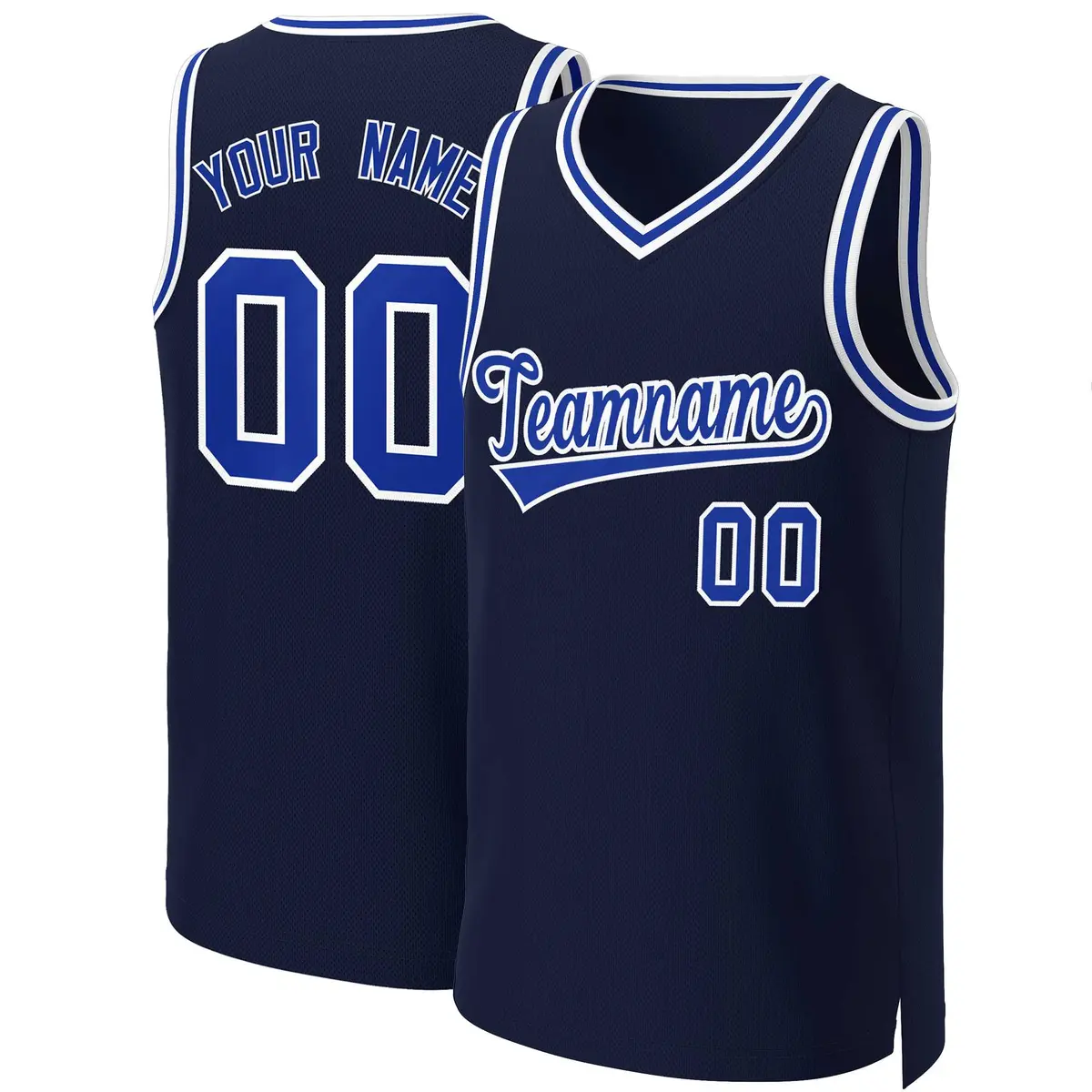 Navy Royal-White Classic Basketball Jersey