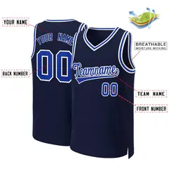 Navy Royal-White Classic Basketball Jersey 2