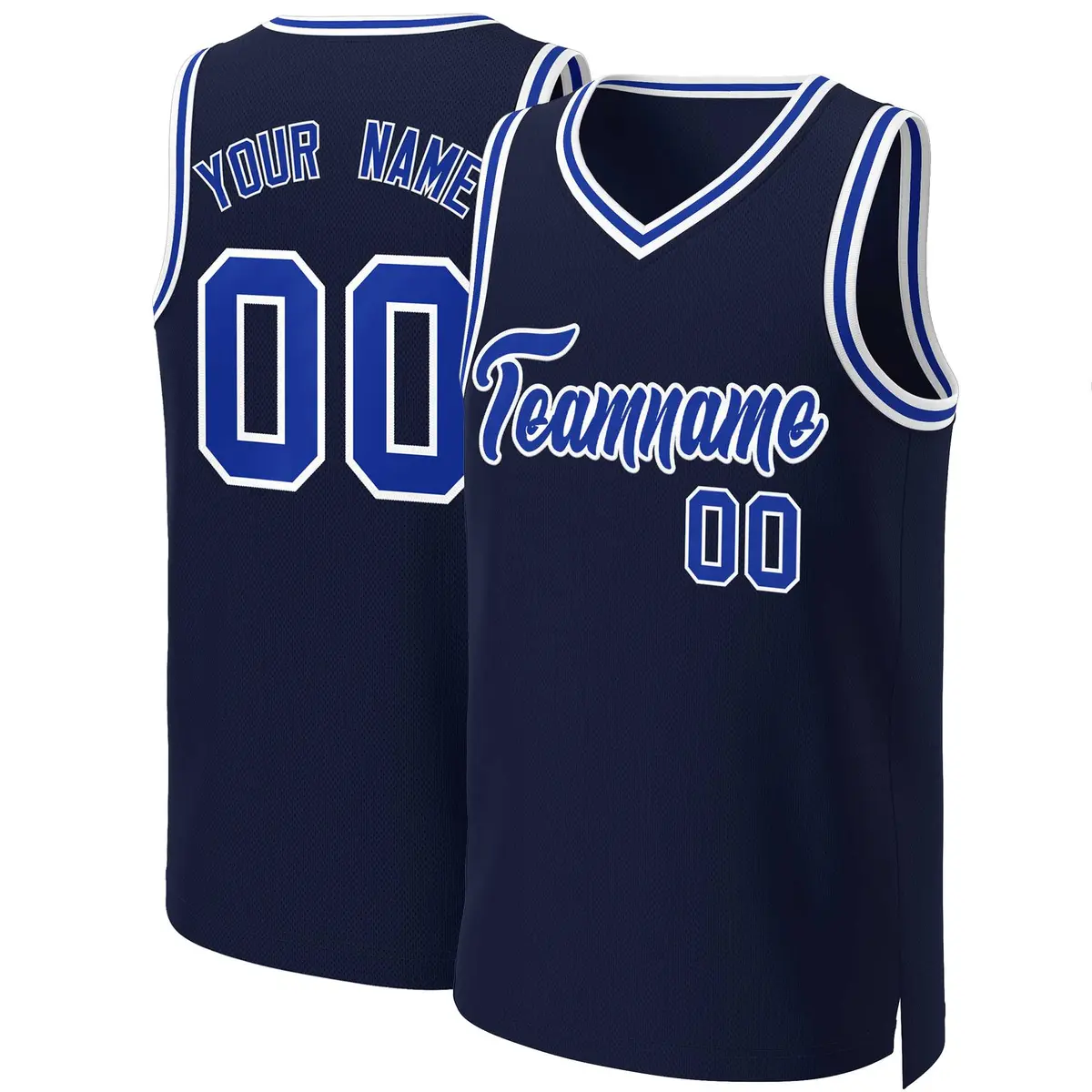 Navy Royal-White Classic Basketball Jersey