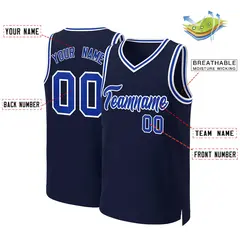 Navy Royal-White Classic Basketball Jersey 2