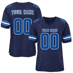 Navy Royal-White Classic Mesh Authentic Football Jersey 1