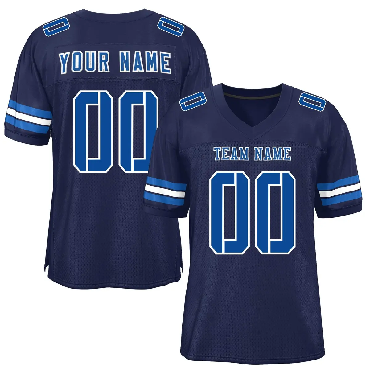 Navy Royal-White Classic Mesh Authentic Football Jersey