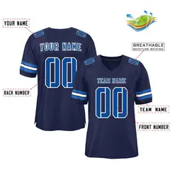 Navy Royal-White Classic Mesh Authentic Football Jersey 2