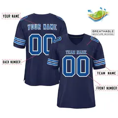 Navy Royal-White Classic Mesh Authentic Football Jersey 2